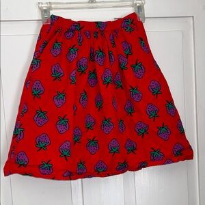 Hanna Andersson Girls Red Skirt Purple Strawberry 6-7 Preppy Cottage Core